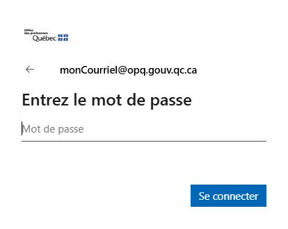 Écran de saisie d’adresse courriel