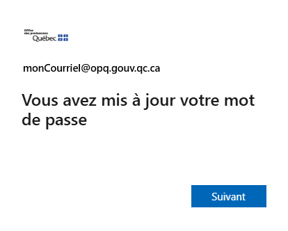 Écran de saisie d’adresse courriel