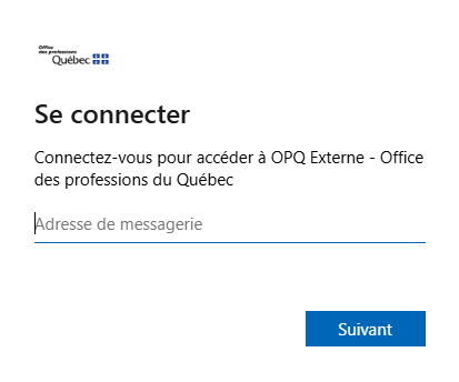 Écran de saisie d’adresse courriel